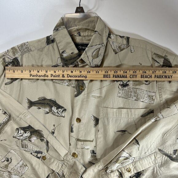 Field & Stream Shirt Mens Large Short Sleeve Fish Fishing Pole Bass Angler Beige - Picture 5 of 10